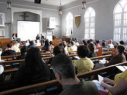 People sitting in church