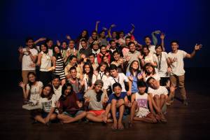 Wacky pose for the cast and staff of Scharon Mani who came from eight different schools in Dumaguete City and are now a community of friends and co-workers 