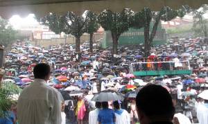 Antsahamanitra out-door arena - worship in a downpour