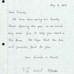 Letter from TJ and Heidi