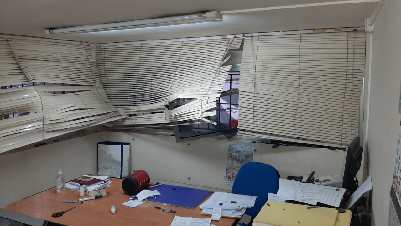 Aftermath of Beirut explosion in Jinishian Memorial Program's office