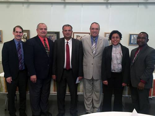 (L-to-R) Bob Morrison, Raafat Zaki, Andrea Zaki, Magdy Girgis, Rhashell Hunter and Moses Biney were the presenters at the Middle Eastern Intercultural Ministries gathering to explore mission and ministry in the twenty-first century. (Photo provided)