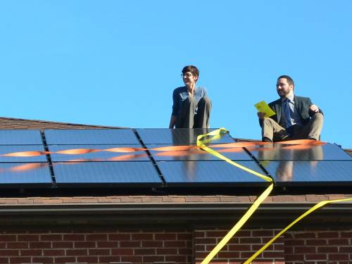 First Presbyterian Church of Jeffersonville, Indiana celebrates the installation of solar panels. (Photo courtesy First Presbyterian Church)