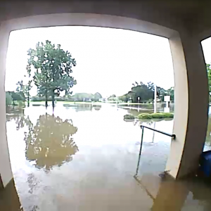 A security camera captured the rising water at the Presbytery of South Louisiana in Baton Rouge. One to four feet of water is believed to have gotten into the building. (Photo courtesy the Presbytery of South Louisiana)