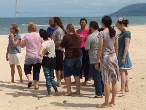 CVTs gather on the beach for some team-building activities