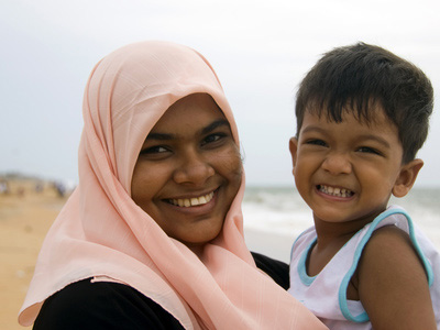 Muslim mother with child