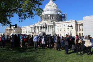 Participants of Ecumenical Advocacy Days gathered on Capitol Hill for prayer before meeting with their congressional representatives. —Rick Jones