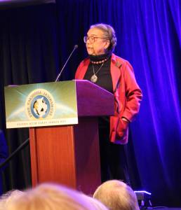 Marian Wright Edelman addresses attendees at Ecumenical Advocacy Days in Washington, D.C. —Rick Jones