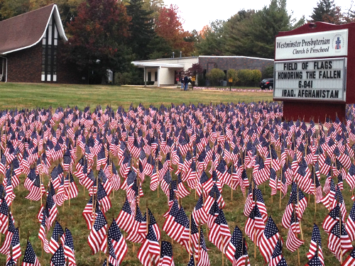 The 2015 ‘Field of Flags’ at Westminster Presbyterian Church in Middletown, New Jersey. (Photo provided)