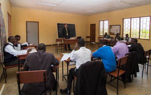 Tyler Holm during a lecture recently at the Faculty of Theology