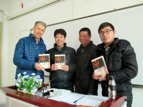 Students with my book on the Holy Spirit