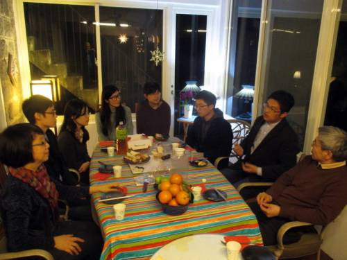 Taiwanese who have studied in graduate school in N.C. sharing with an aboriginal pastor