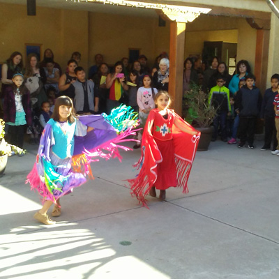 Navajo Fancy Shawl Dancers at La Mesa Arts Academy, photo by Trey Hammond