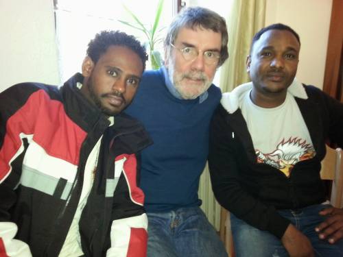 Burkhard with friends from Eritrea after worship in his church in Petershagen