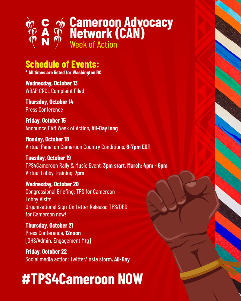 Cameroon Advocacy Network Week of Action Schedule of Events