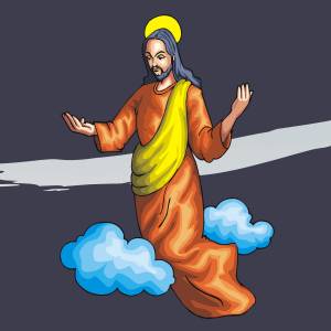 Illustration of the risen Christ ascending into heaven
