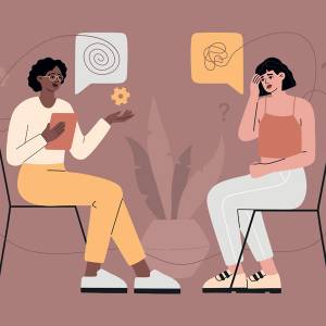 Illustration of two women having a conversation
