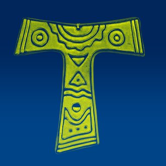A large T, the letter tau, marked Francis’ service to the poor
