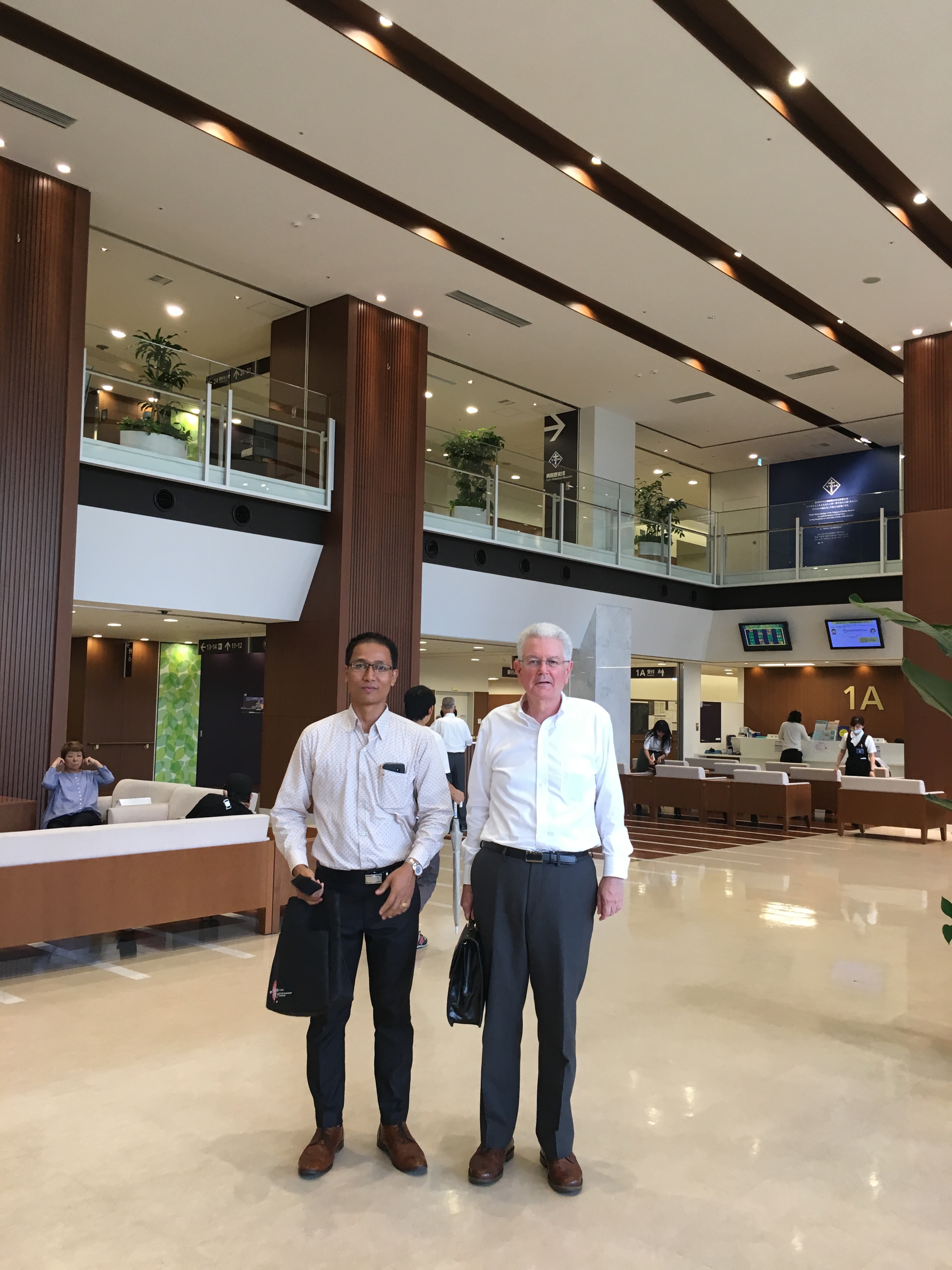 Mr. Puia and Bill in the lobby of Yodogawa Christian Hospital.