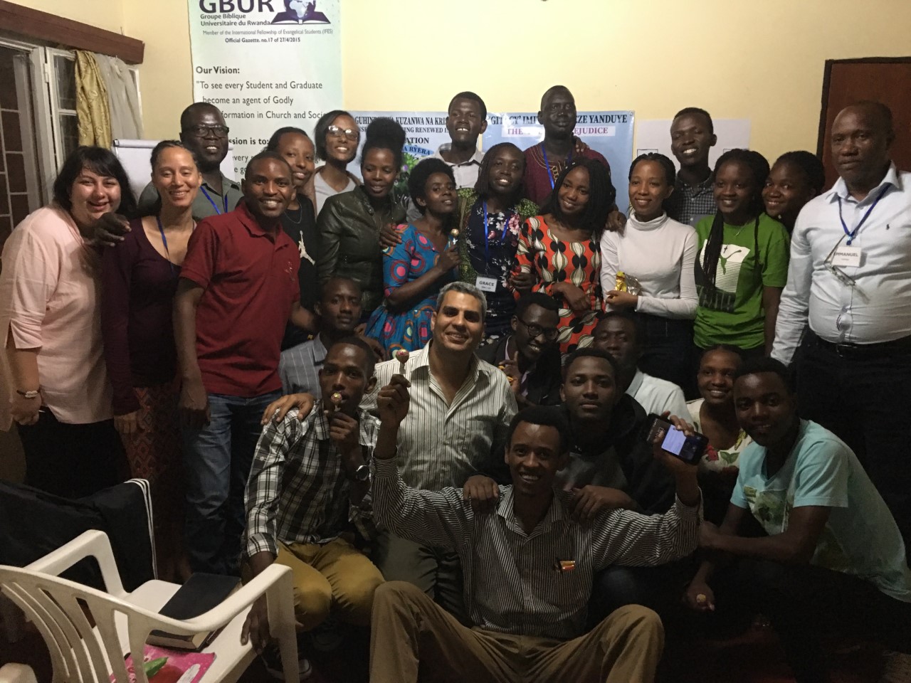 Michael helped facilitate a workshop for university students in Rwanda as his practicum (he is the tallest one in the back row).