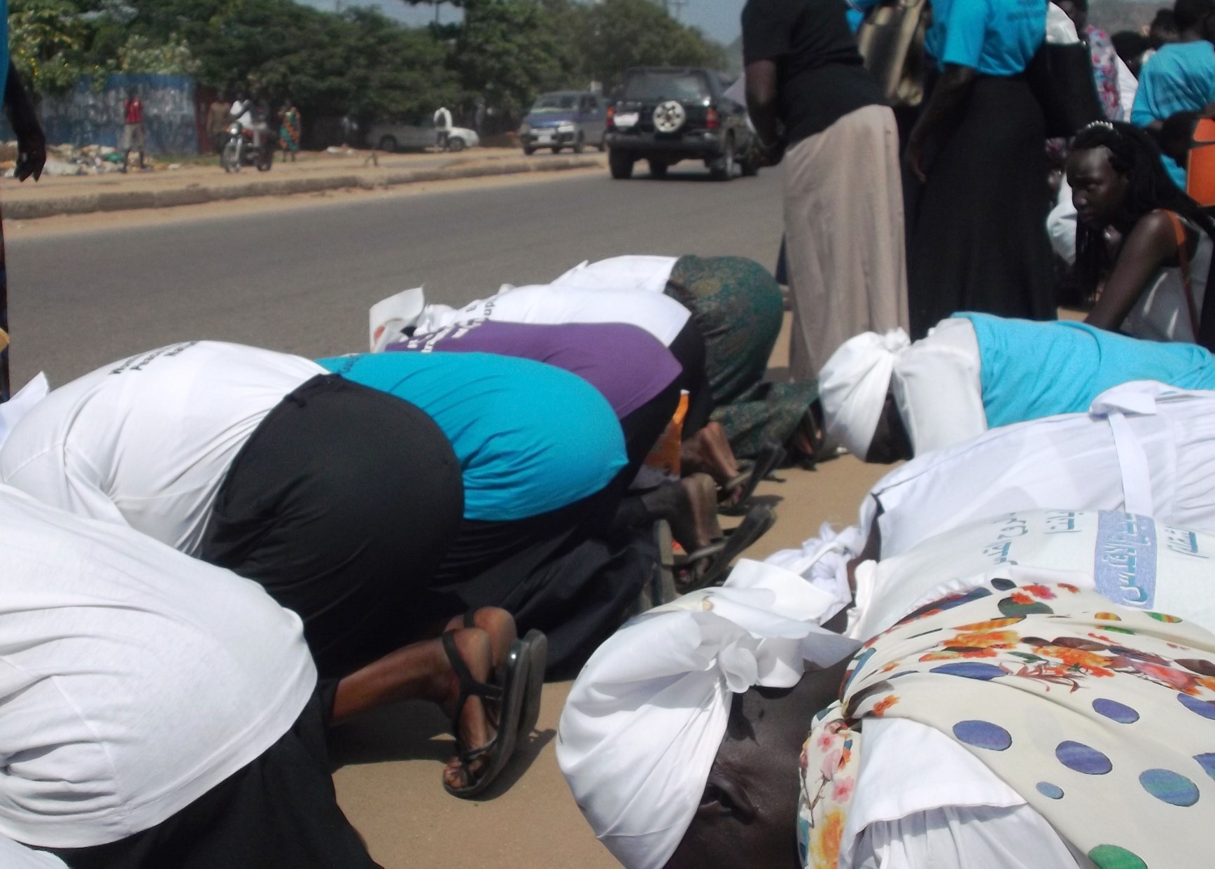 Women pray for peace in South Sudan during an ecumenical march and prayer service.