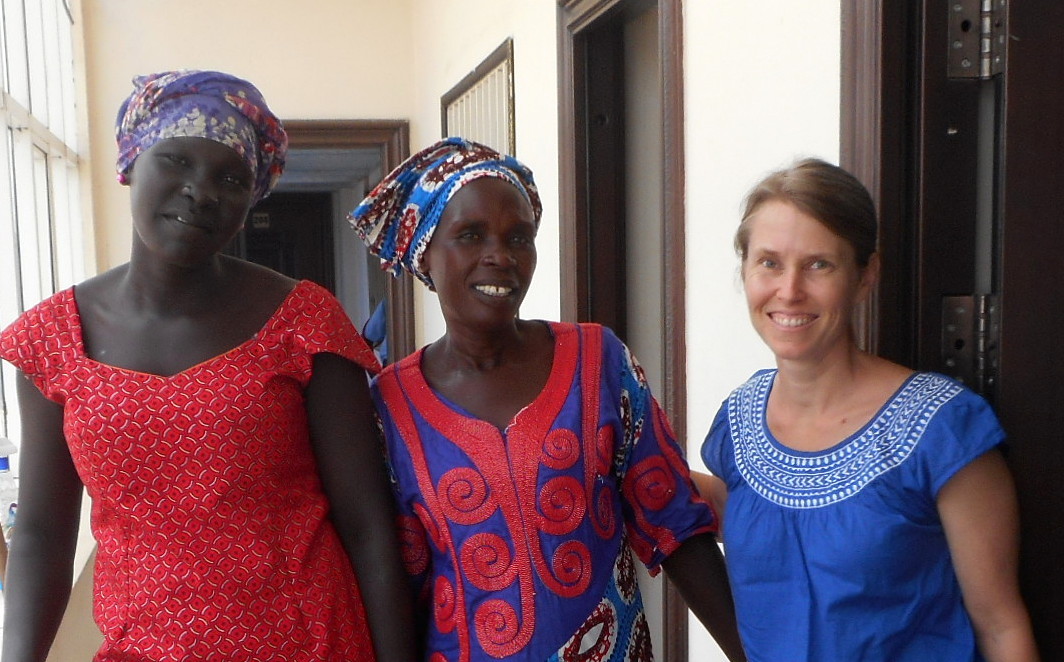 Kristi with the two Susans, whom we enjoy conversing with in Juba Arabic.