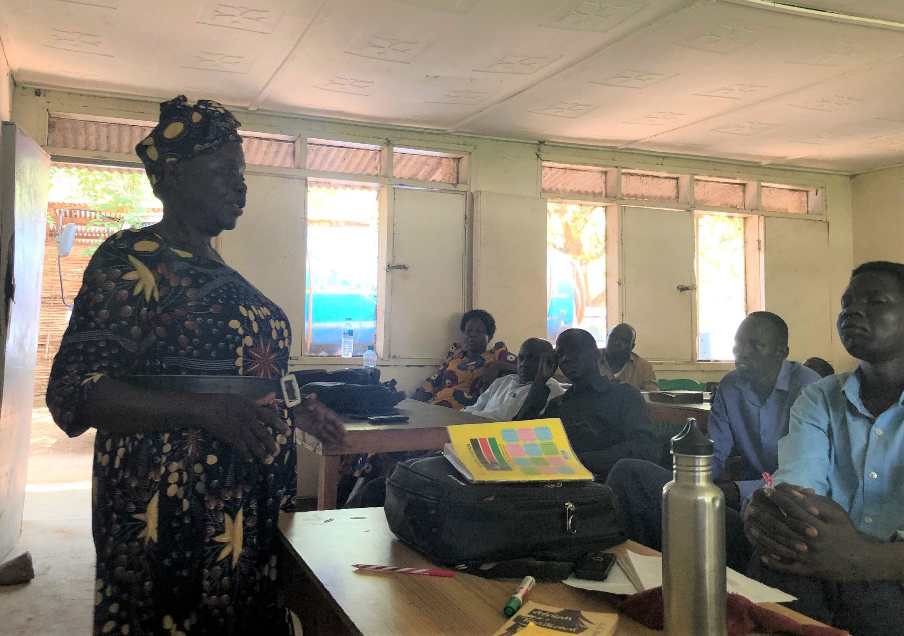 Sarah Jacob presents to the class on behalf of her group on the role of rainmakers according to African Traditional Religion (ATR).