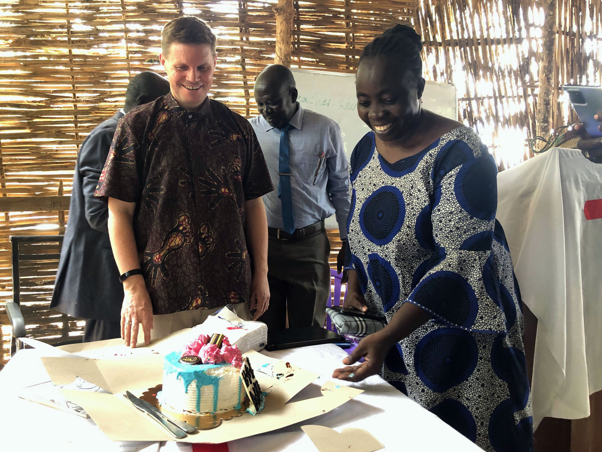 Bob celebrates his birthday (a big one!) at Nile Theological College with students, staff and faculty.