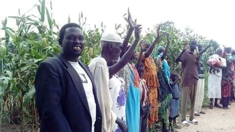 Members in Aweil excitedly receive the ordination team when they arrived.