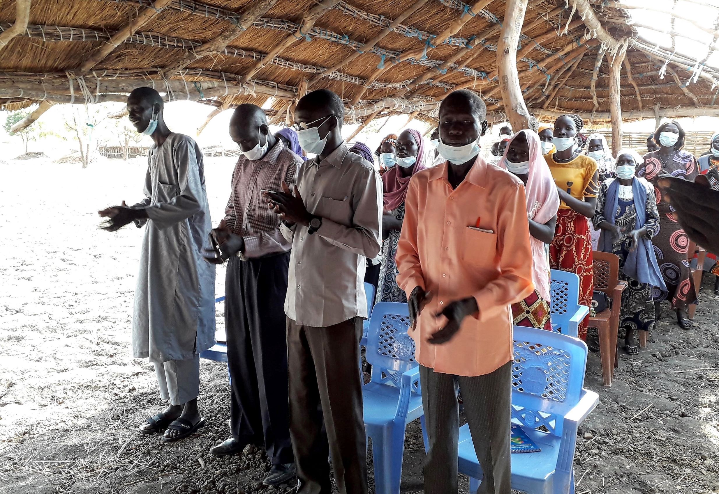 Participants in Abyei worship together.