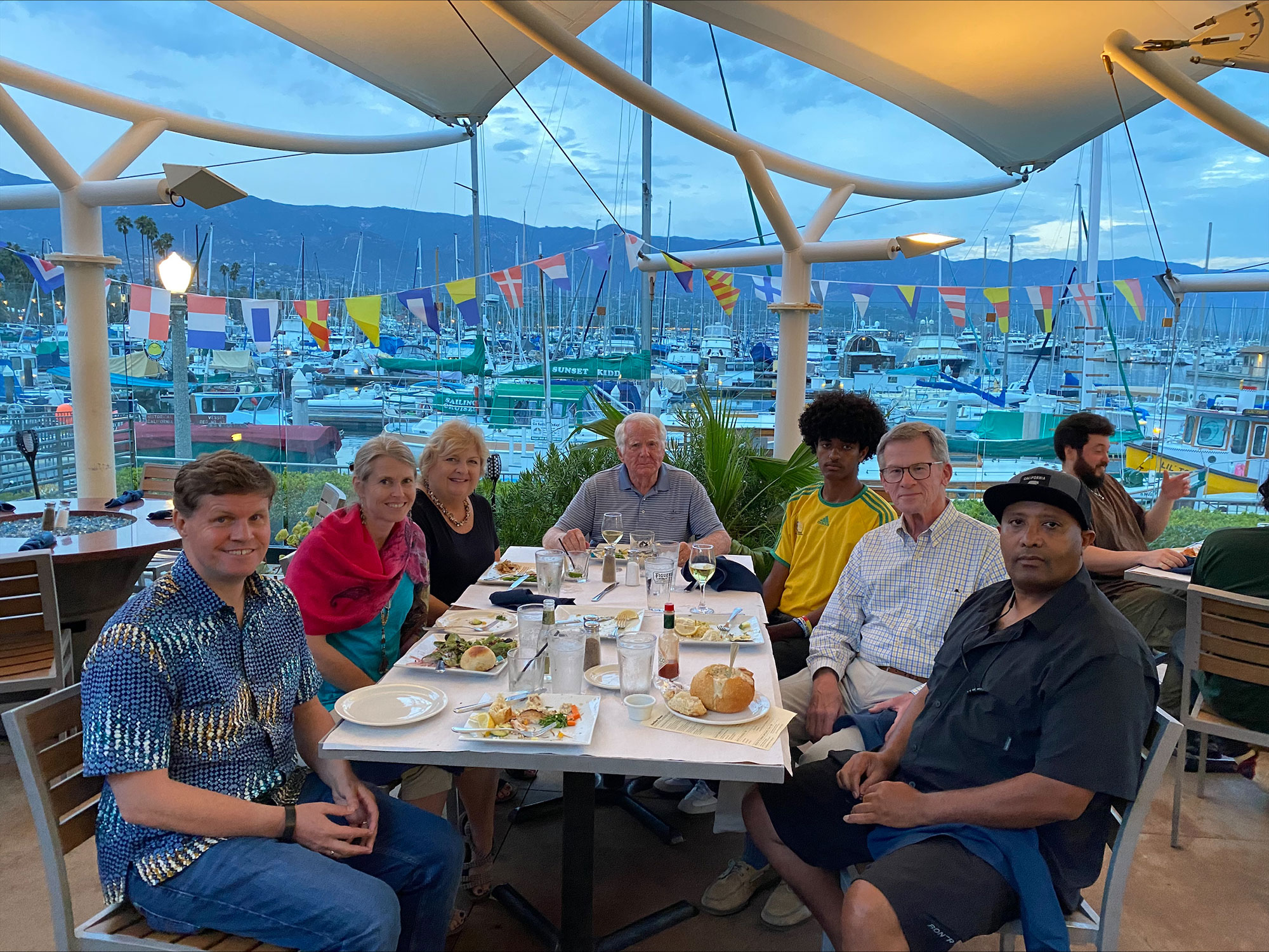 Together with members of First Presbyterian Church of Santa Barbara, dinner at the harbor