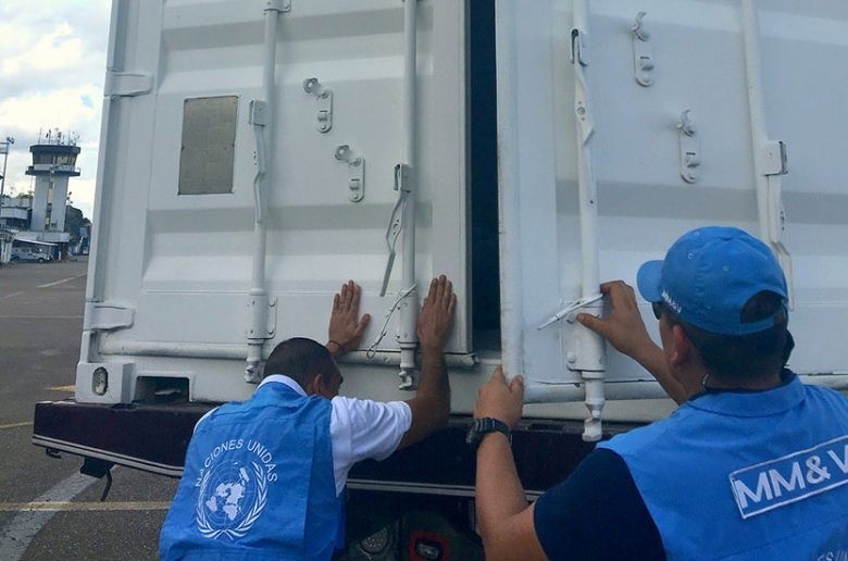 Packing up weapons in the disarmament process (Photo courtesy Colombia Report).