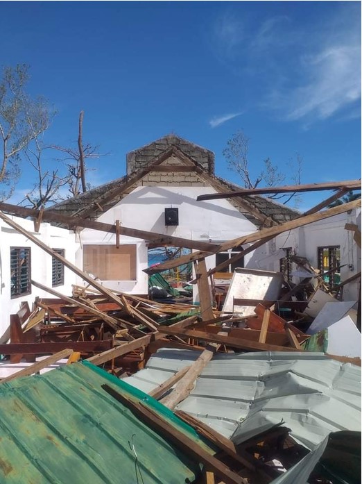 After Typhoon Odette, the initial damages of UCCP Magallanes Limasawa church