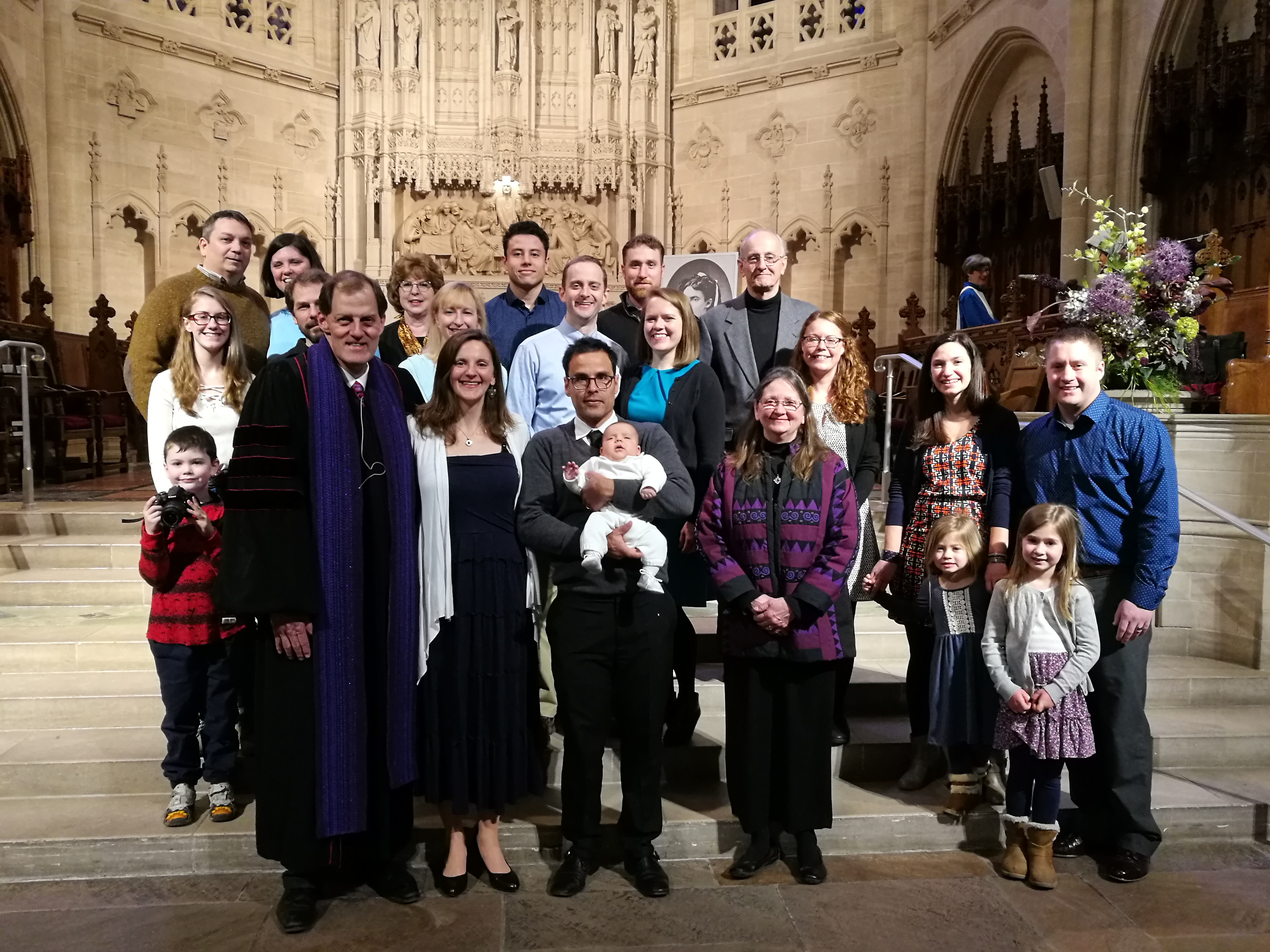 Leandro Aiden Claure and family celebrate his baptism at East Liberty Presbyterian Church, Pittsburgh, PA.