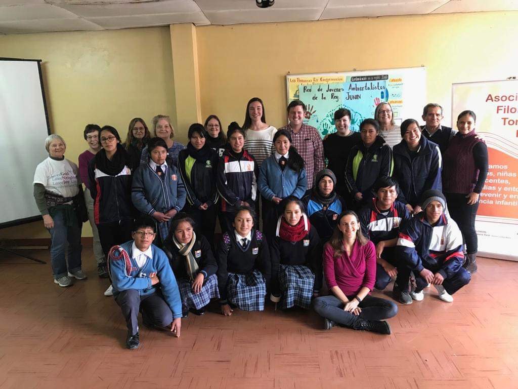 The youth of La Oroya after giving their presentation on contamination and alternative lifestyles to save the planet. La Oroya, Peru