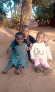 Malawian children ready for Preschool. (L- R): Cheda Chirwa (2 yrs), Sante Chirwa (4 yrs), and Susan Konyani (2 yrs).