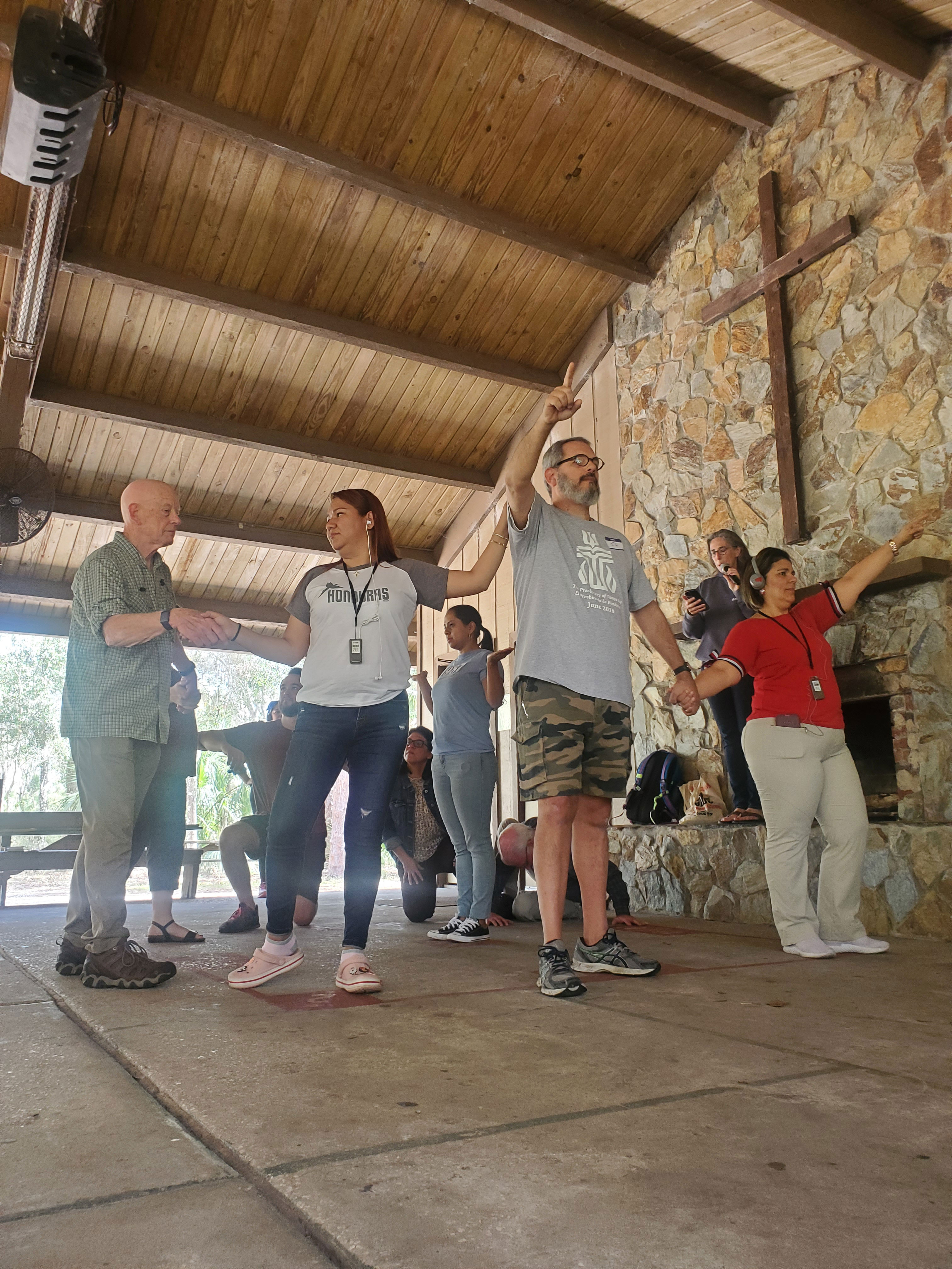 Participants of the Honduras Mission Network mission festival were asked to reflect on and represent as “statues” three themes: Abundance, friendship with dignity, and mutual transformation. Photo by Dori Hjalmarson.