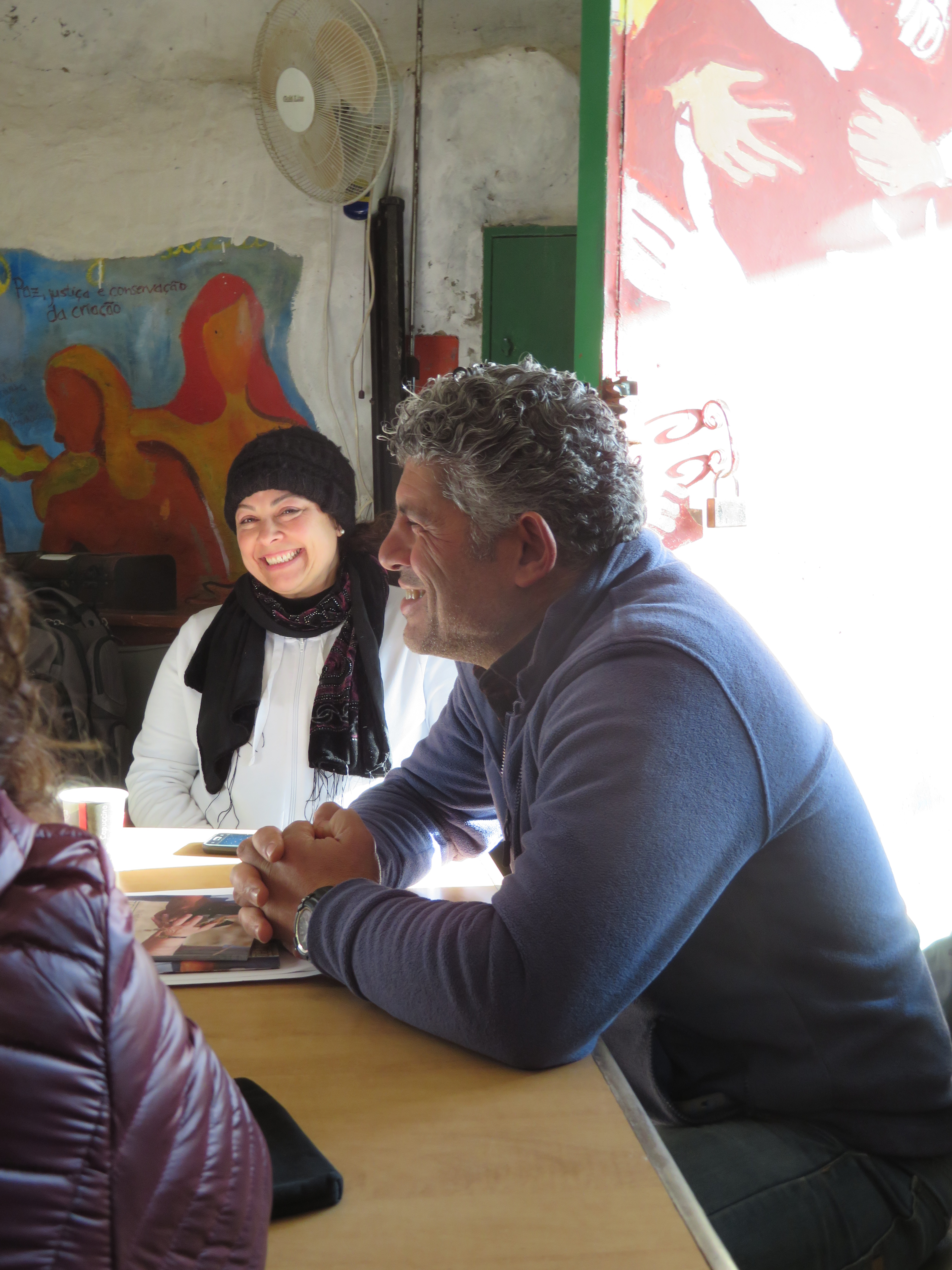 Daoud Nassar speaks to a group of Presbyterians, while his wife, Jihan, looks on. Photo: Doug Dicks