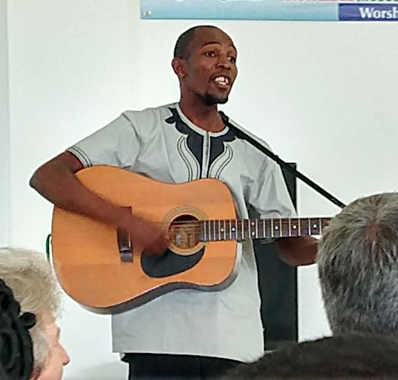 During Justo Mwale University chapel, José Bazima sings a worship song he has written.