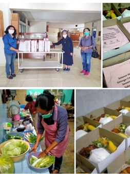 Boxes of meals cooked by Mother Anna and Mother Endang were received by a nun of the Syantikara shelter.
