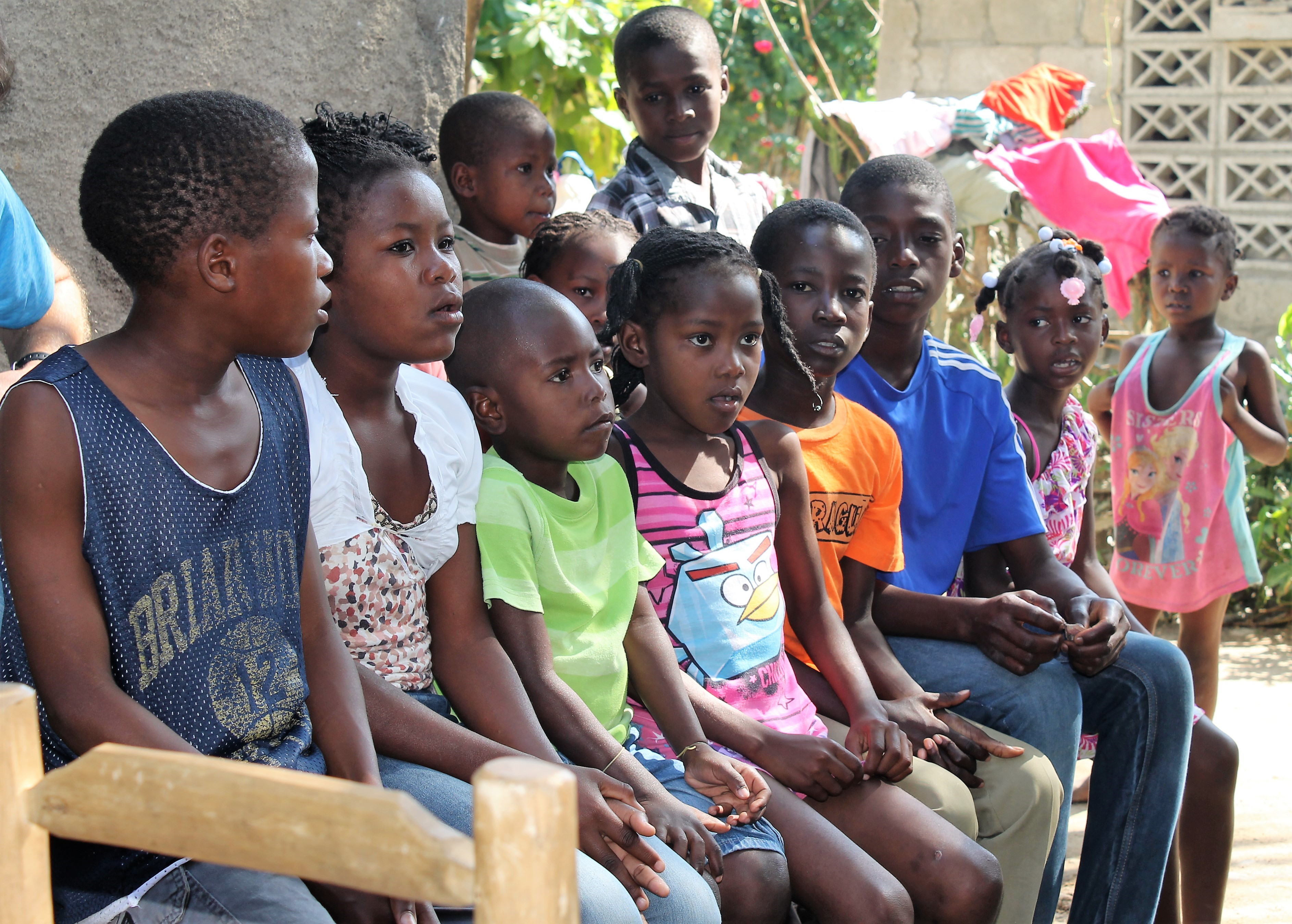 A group of children participating in a Children's Club in Mombin Crochu.