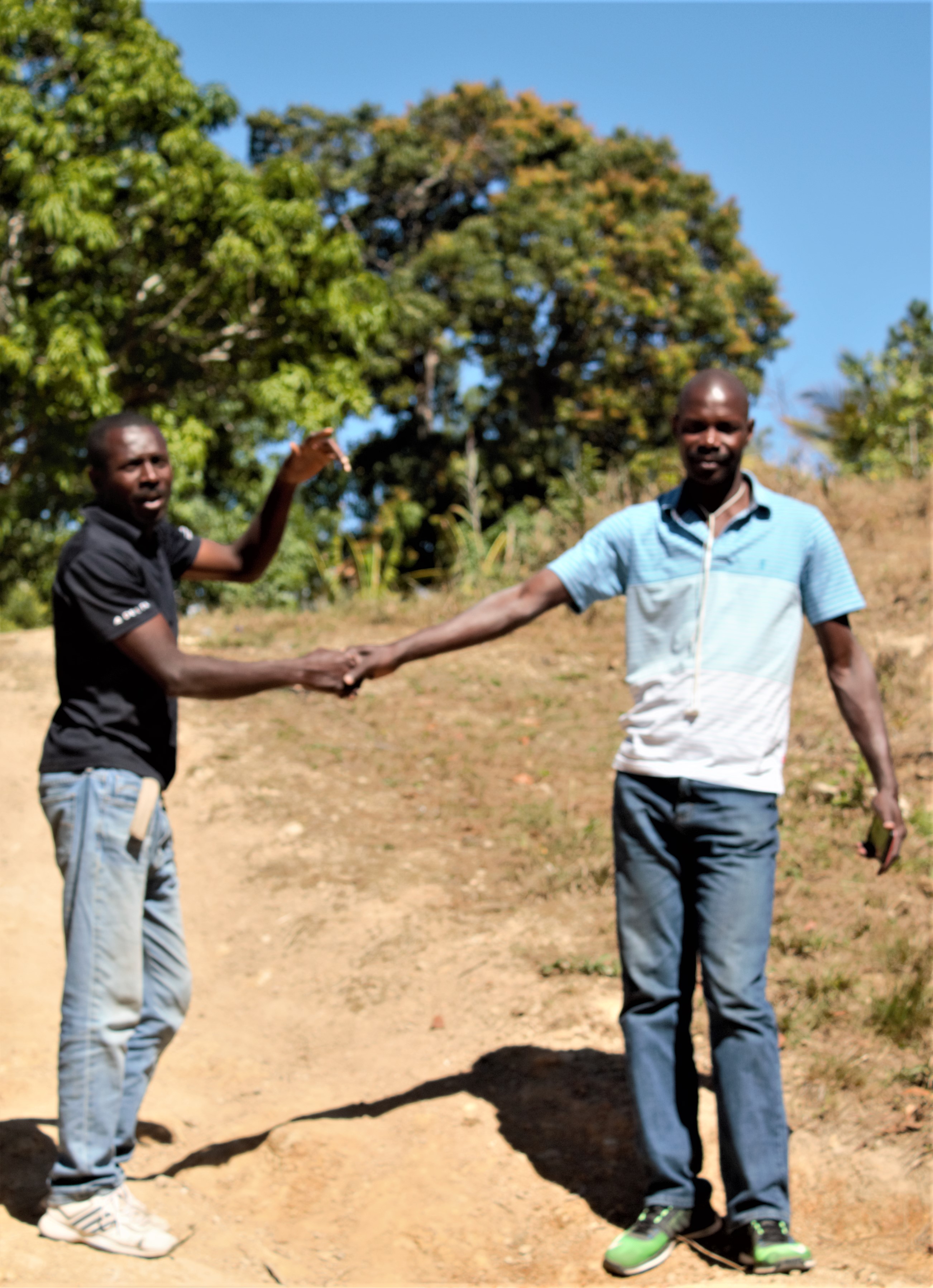 Herve (left), from Papaye, and Eric (right), traveling together on a trip to Mombin Crochu. This is the path to the community of Mapou, which Keila and Annika ran up during our time there in August 2018 (see Jenny’s letter “Adventures in CHE training” on our Mission Connections profile page).