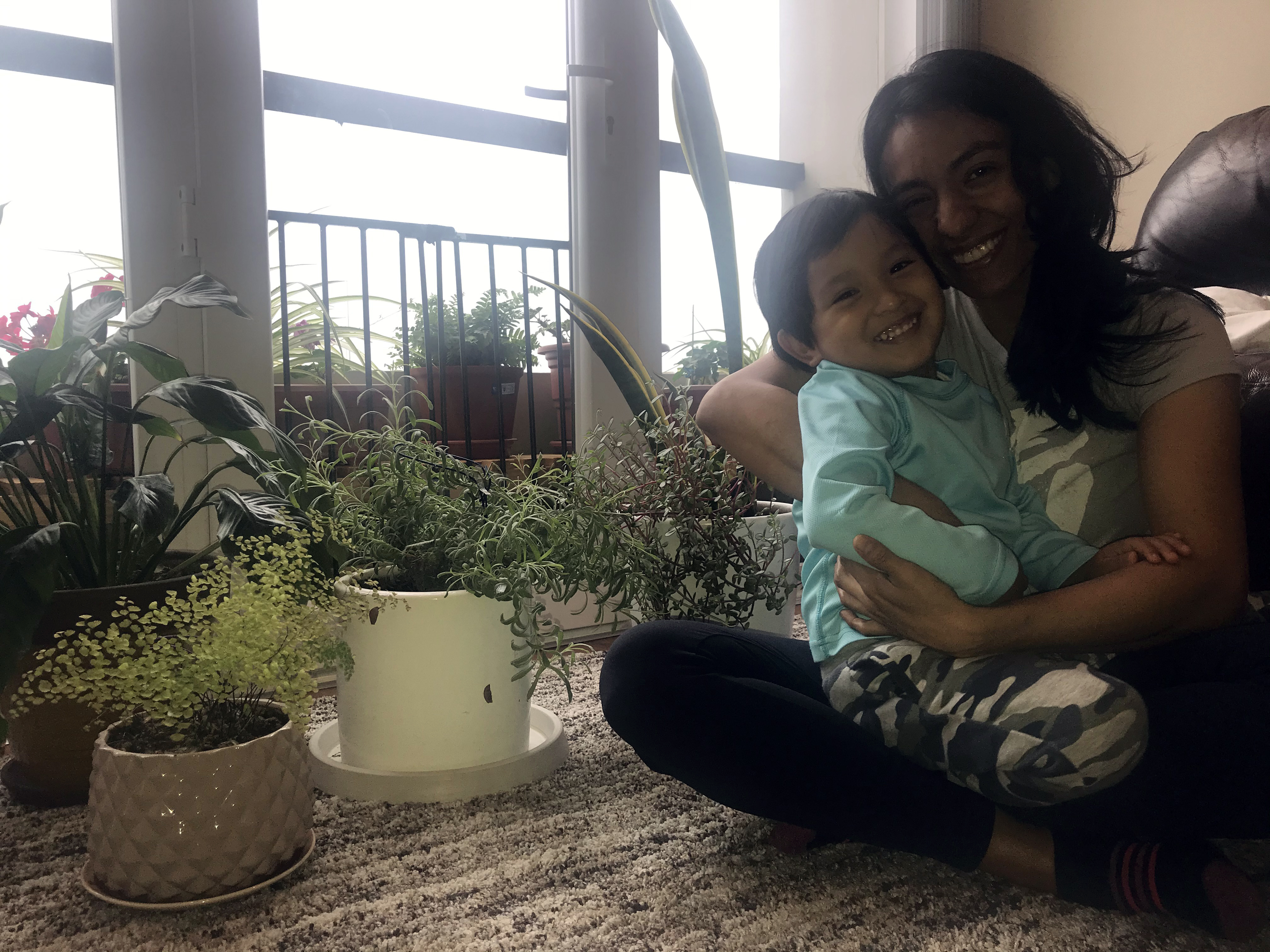 Jenny and Thiago enjoy the peace and calm of their tiny indoor jungle.