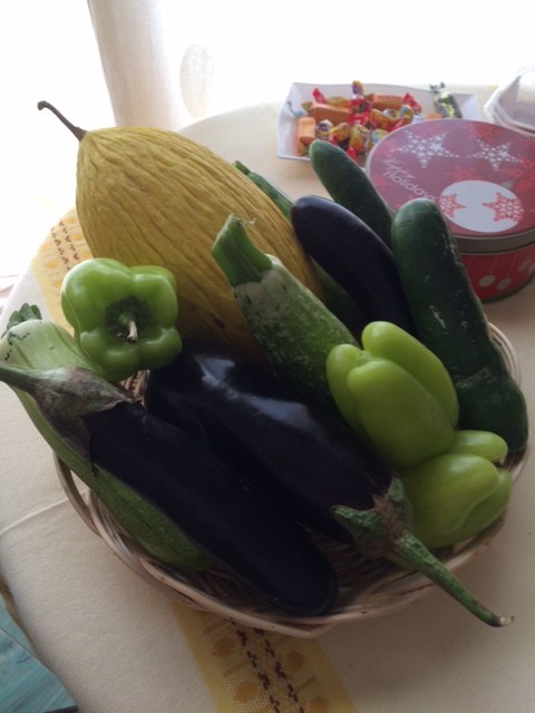 To celebrate the harvest, my neighbor gave me some organic produce.