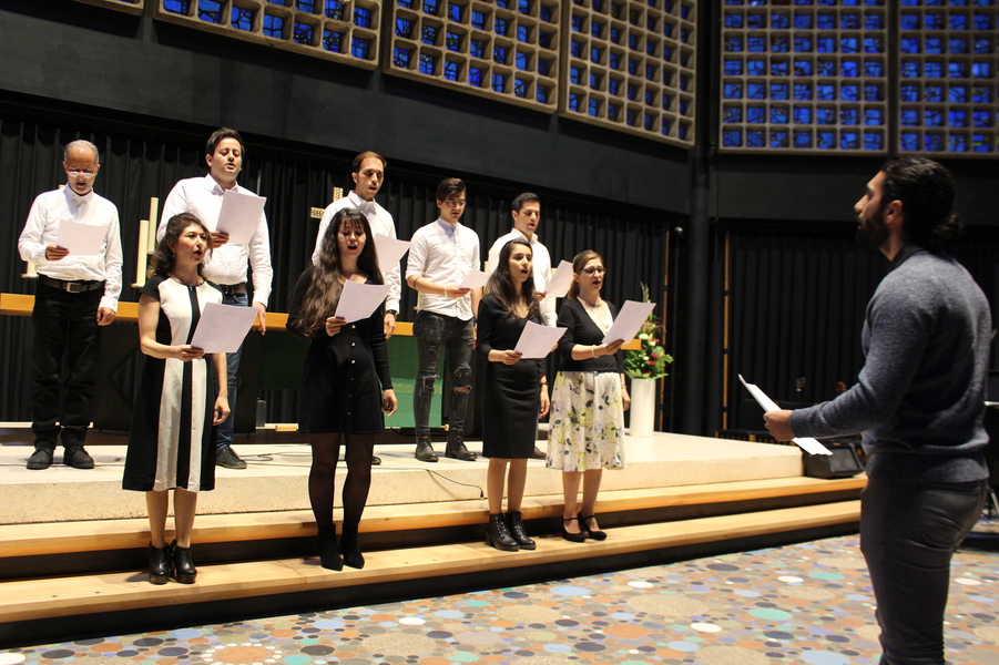 Choir performing for the international choir concert