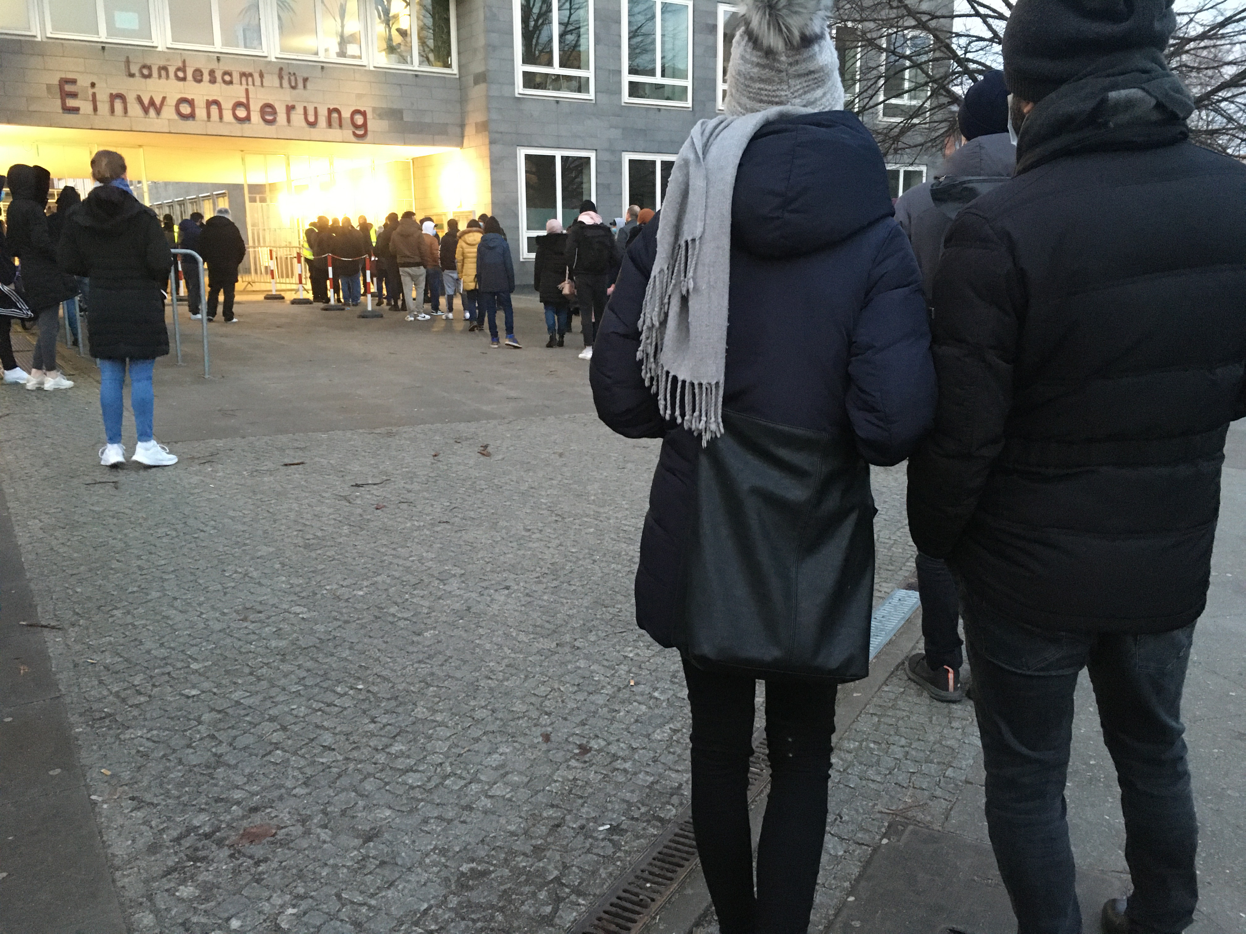 Waiting in line at the Landesamt für Einwanderung for our visas.