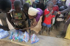 Giving donations out in Koderawa to the local children
