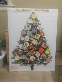 Christmas Tree with each ornament representing at least a $10 donation to the Brookline Food Pantry. 