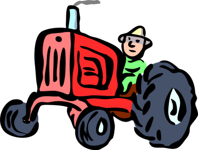 cartoon farmer on tractor