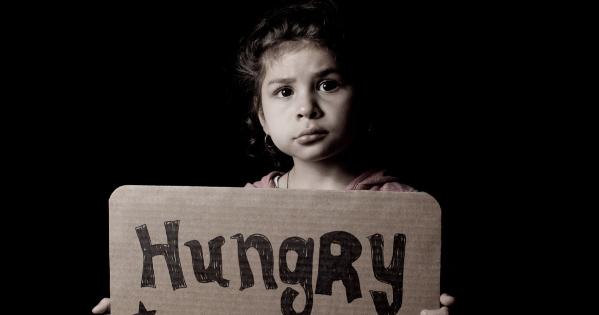 girl with hungry sign